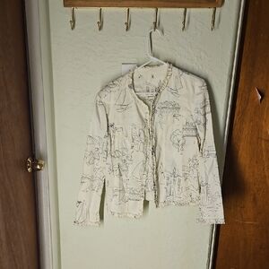 Beige Sketch Print Jacket